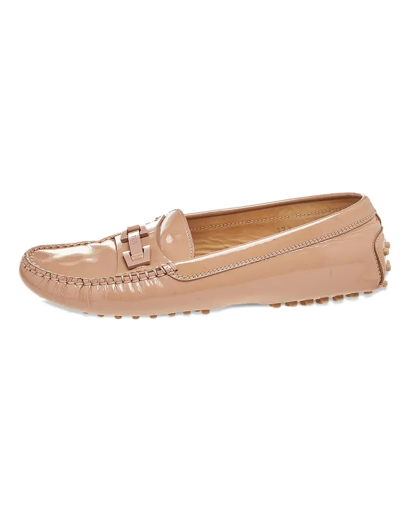 TOD'S patent leather logo bit loafers - Nude Nude
