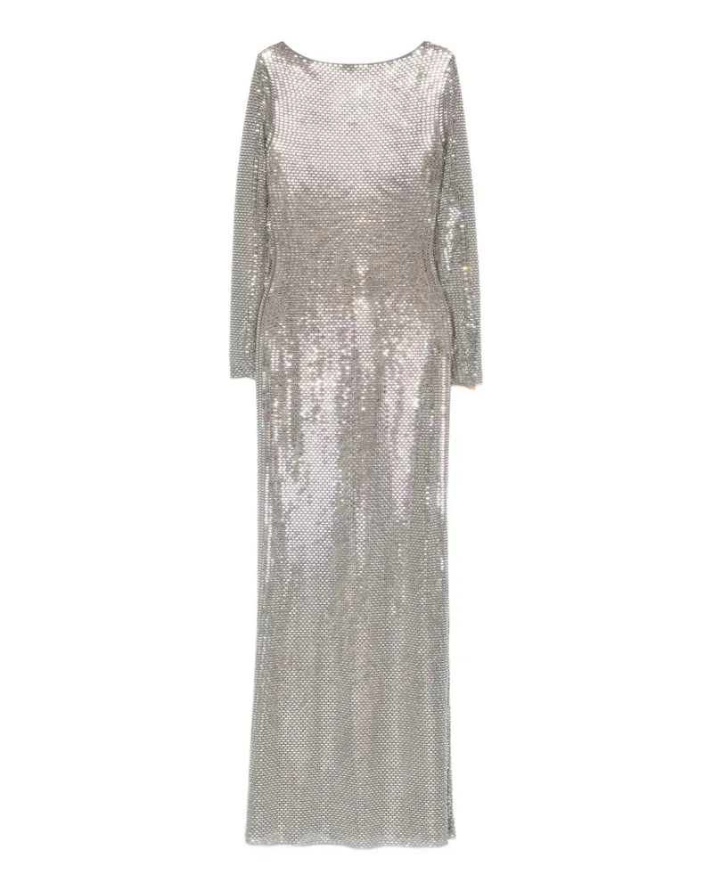 Self-Portrait long-sleeve embellished maxi dress - Silber Silber