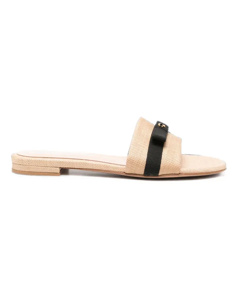 Gianvito Rossi bow-detail woven-construction slides - Nude Nude