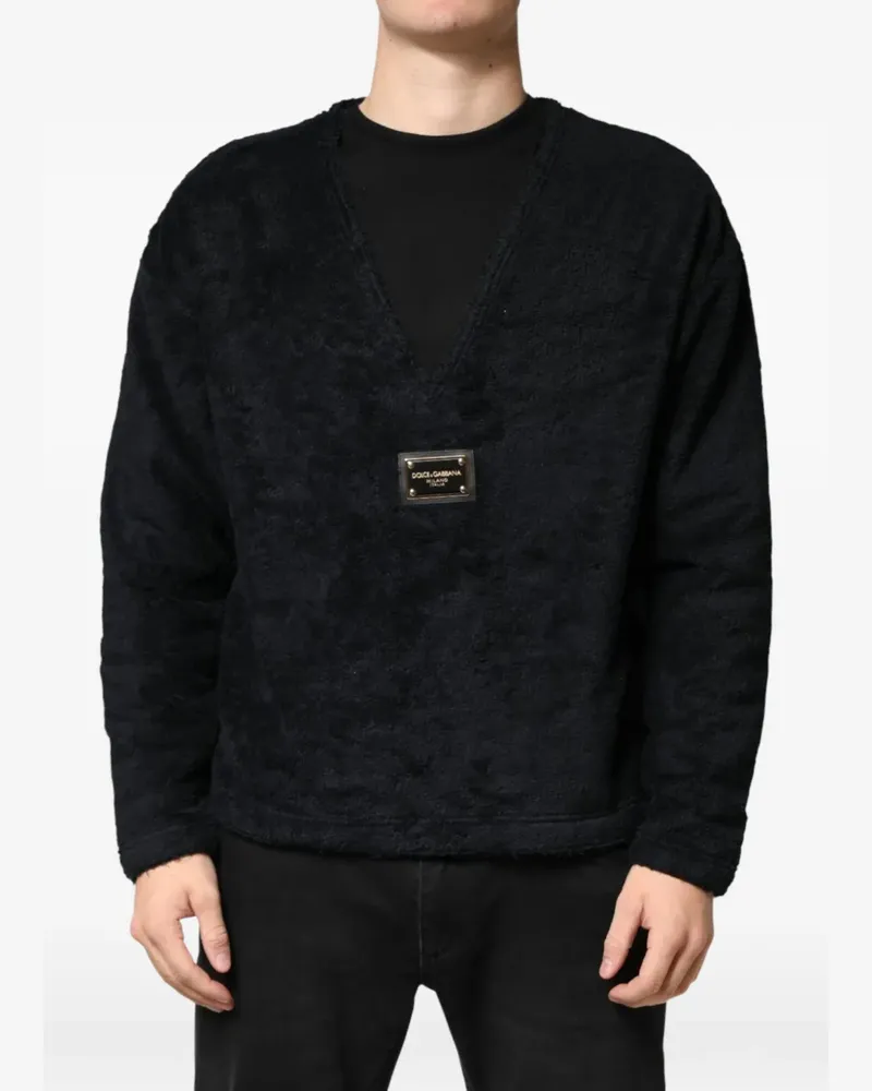 Dolce & Gabbana Sweatshirt mit Logo-Schild - Schwarz Schwarz