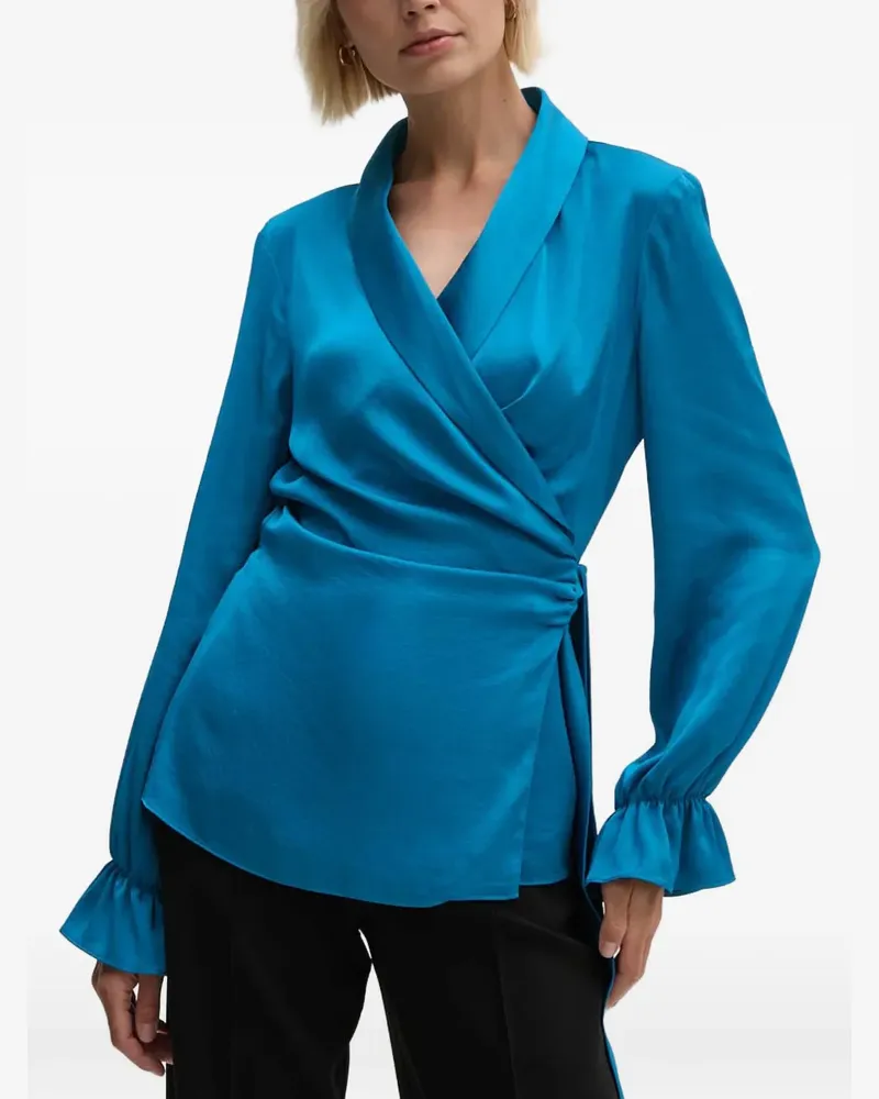 Joseph Ribkoff ruffled wrap top - Blau Blau