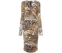 Gerafftes Kleid mit Jaguar-Print