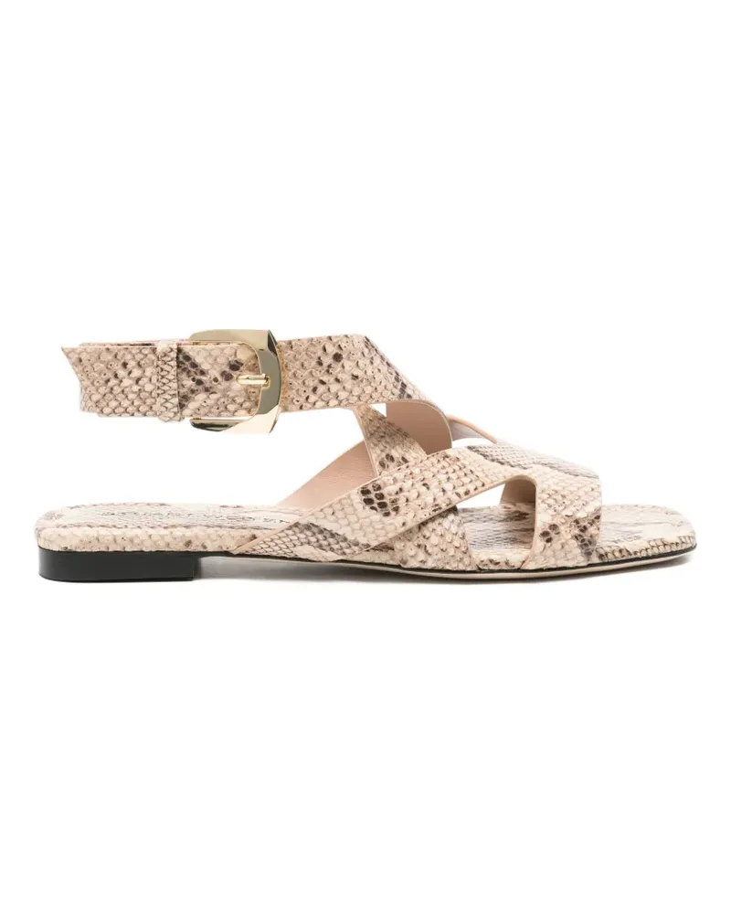 Stuart Weitzman snakeskin-effect buckled sandals - Nude Nude