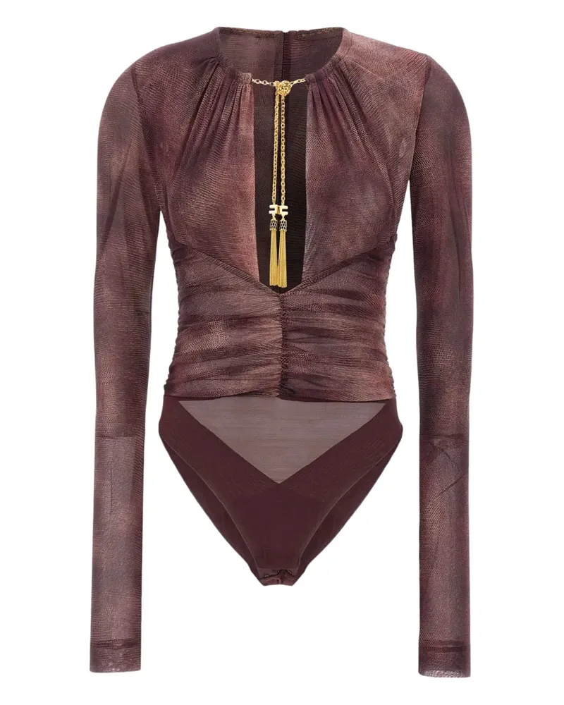 Elisabetta Franchi snakeskin-print gathered bodysuit - Braun Braun
