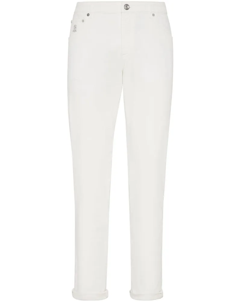 Brunello Cucinelli Jeans mit Logo-Stickerei - Weiß Weiß