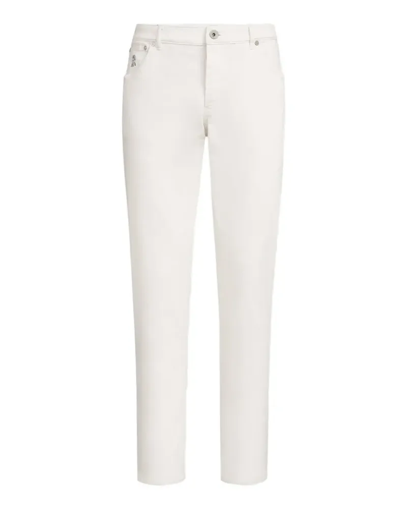Brunello Cucinelli Jeans mit Logo-Stickerei - Weiß Weiß