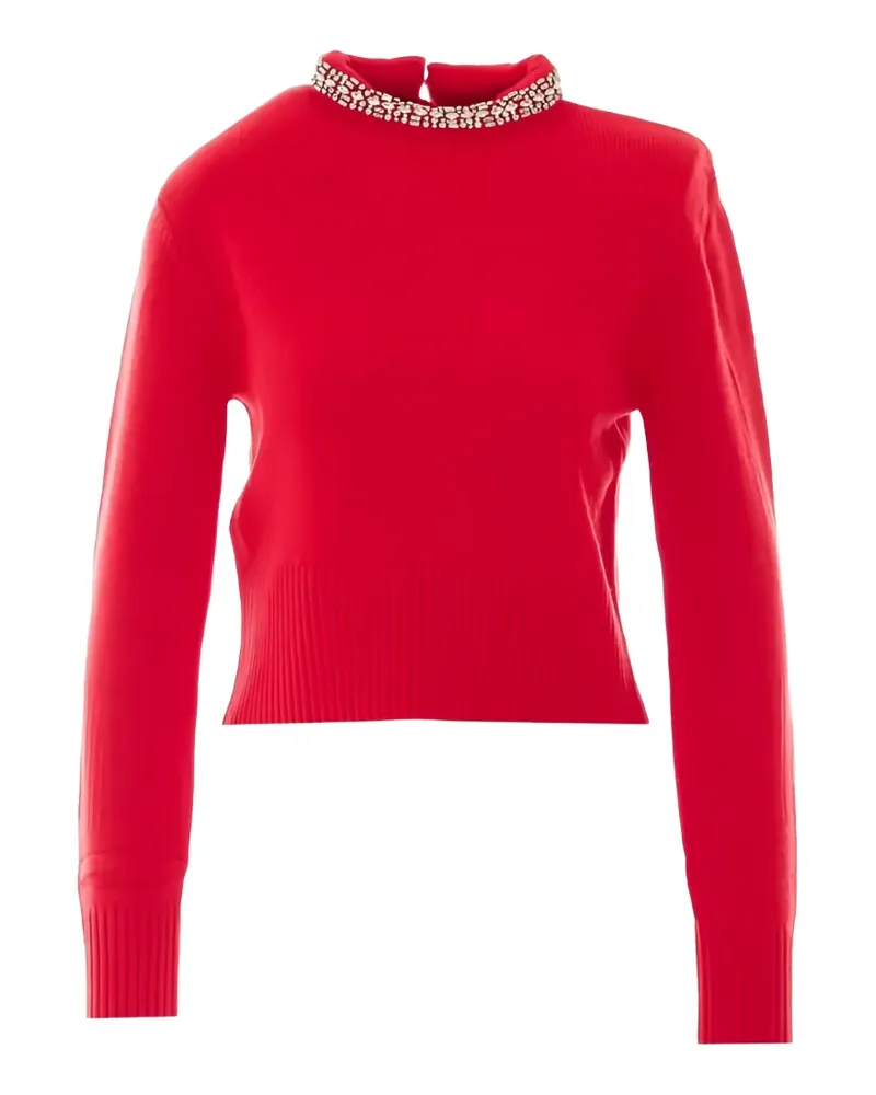 Pinko Stehkragen-Pullover mit Kristallen - Rot Rot