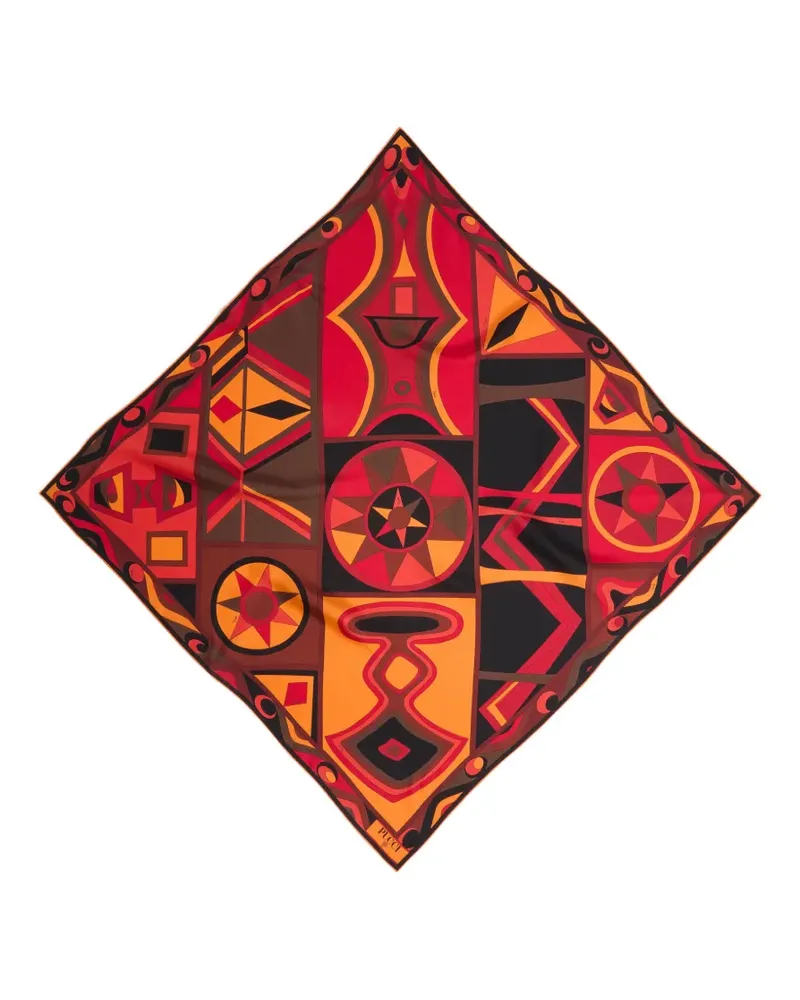 Emilio Pucci Bongo-print silk carrè scarf - Rot Rot