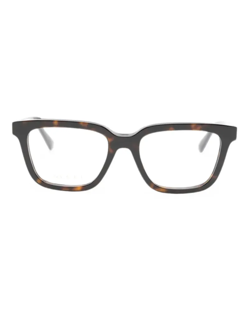 Gucci Sonnenbrille mit eckigem Gestell und GG - Braun Braun