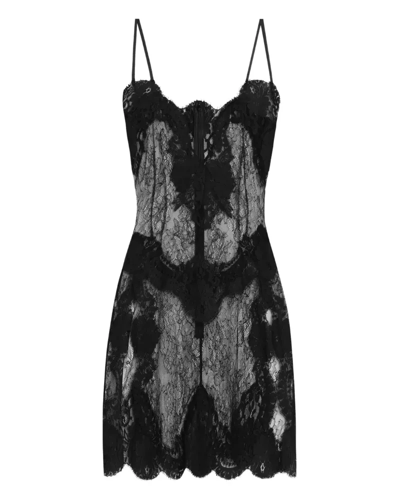 Dolce & Gabbana Camisole-Kleid mit Spitzenbesatz - Schwarz Schwarz