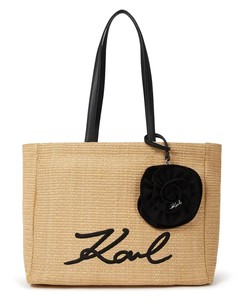 Karl Lagerfeld Signature Tote Bag mit Blumenapplikation - Nude Nude