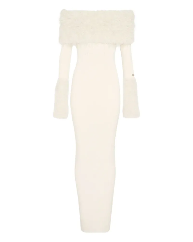 Jean Paul Gaultier Geripptes Kleid mit Faux-Fur-Besatz - Nude Nude