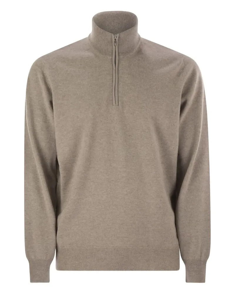 Brunello Cucinelli Kaschmirpullover mit Reißverschluss - Nude Nude