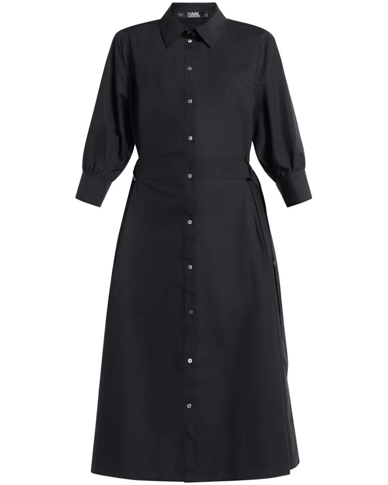 Karl Lagerfeld Mittellanges Hemdkleid - Schwarz Schwarz