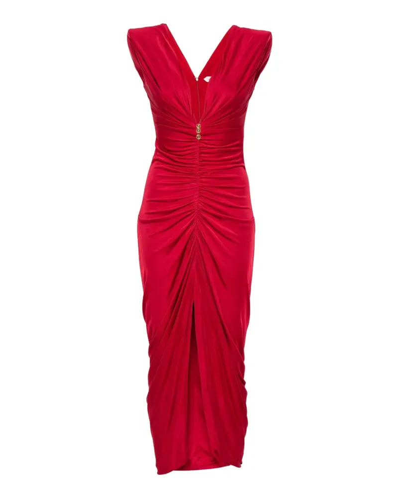 Versace Gerafftes Kleid mit Medusa-Knöpfen - Rot Rot