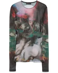 Thierry Mugler T-Shirt mit grafischem Print Grün