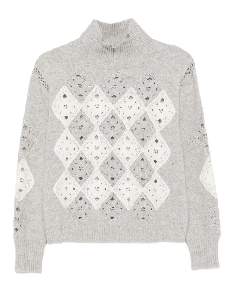 Ermanno Scervino Pullover aus Häkelstrick mit Argyle-Muster - Grau Grau