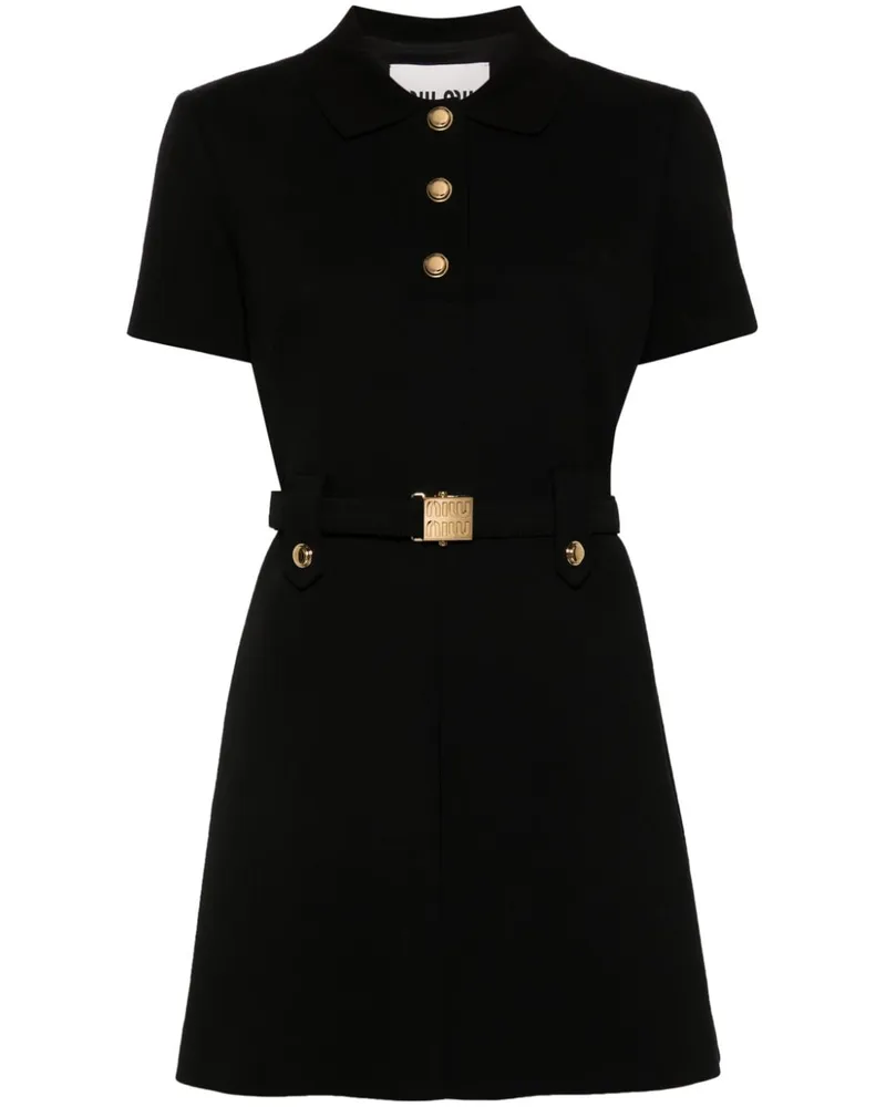 Miu Miu Minikleid mit Logo-Gürtel - Schwarz Schwarz