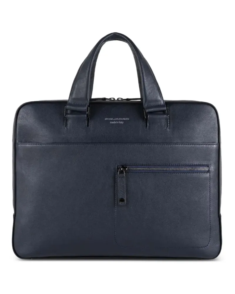 Piquadro Bavid leather laptop bag - Blau Blau
