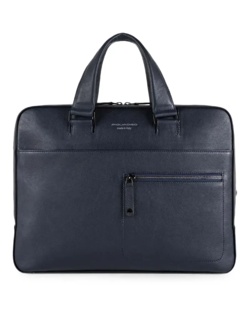 Piquadro Bavid leather laptop bag - Blau Blau