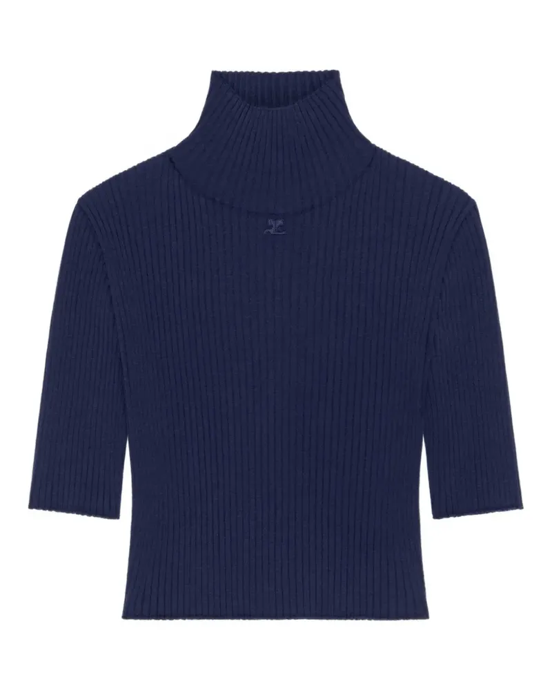 Courrèges Top mit Logo - Blau Blau