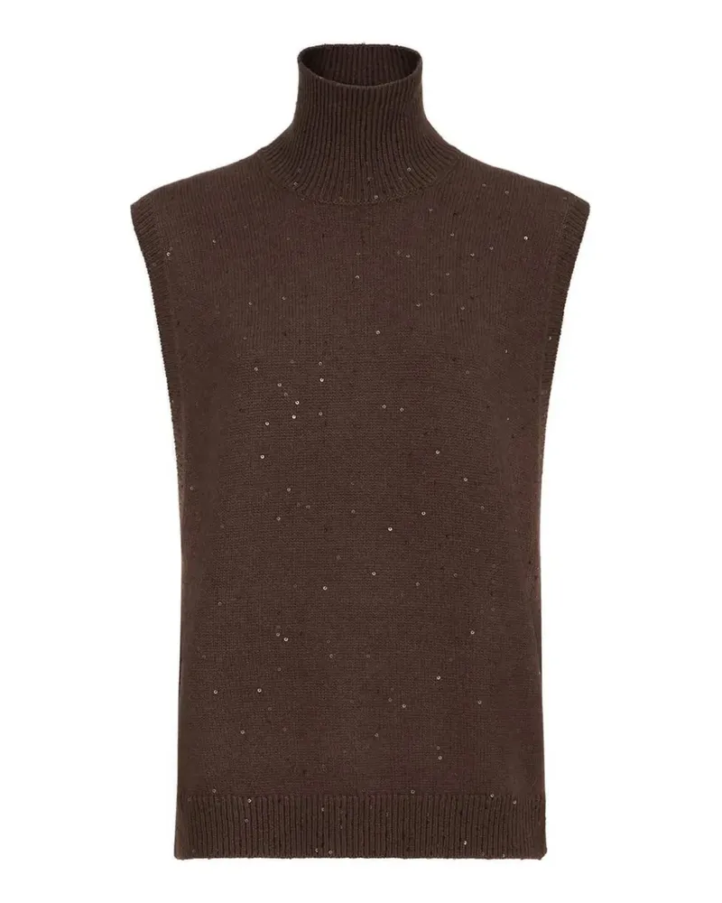 Brunello Cucinelli Rollkragenpullover mit Pailletten - Braun Braun
