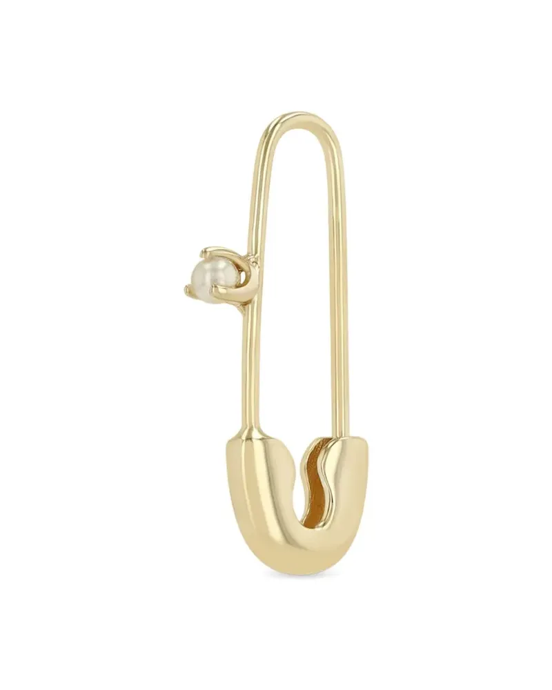 ZOË CHICCO 14kt Safety Pin Gelbgoldohrring mit Perle Gold