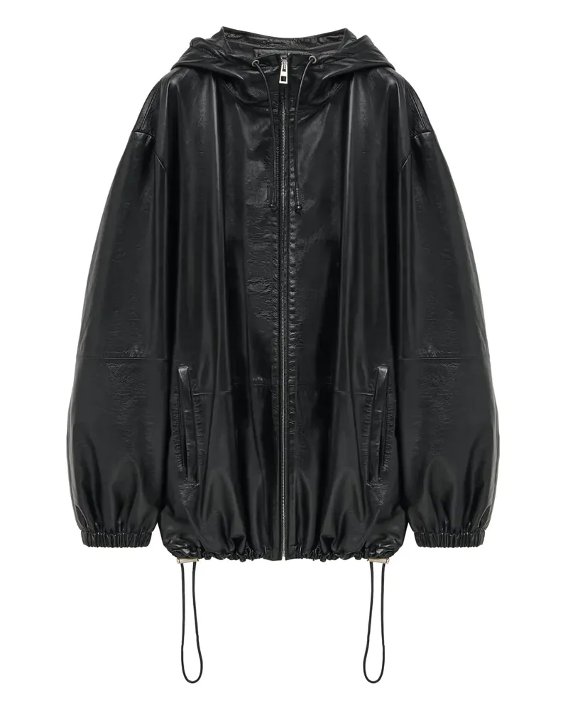 Loewe zip closure hooded jacket - Schwarz Schwarz