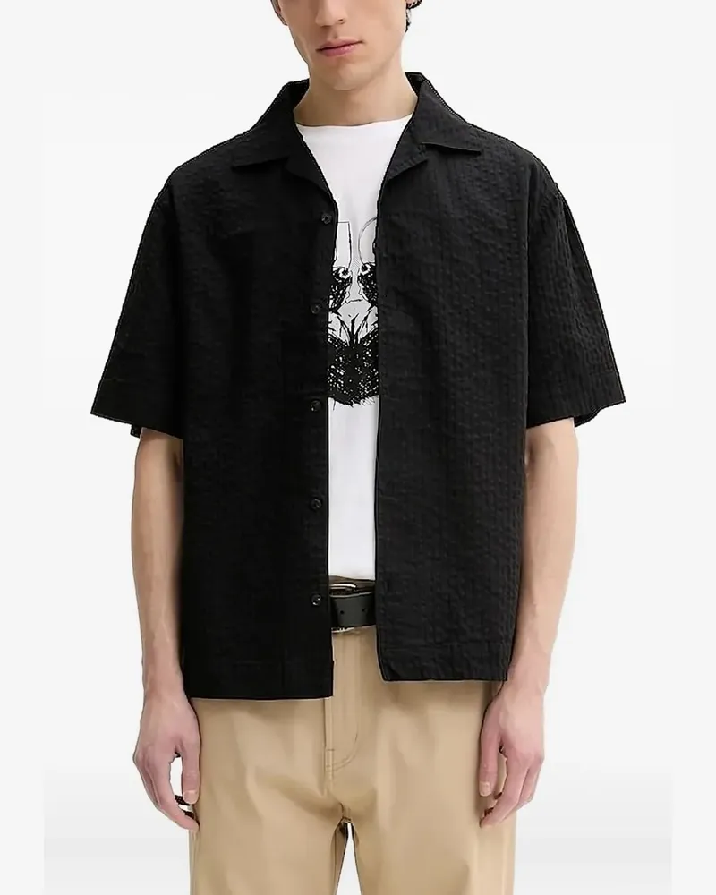 HUGO BOSS Seersucker-Hemd - Schwarz Schwarz