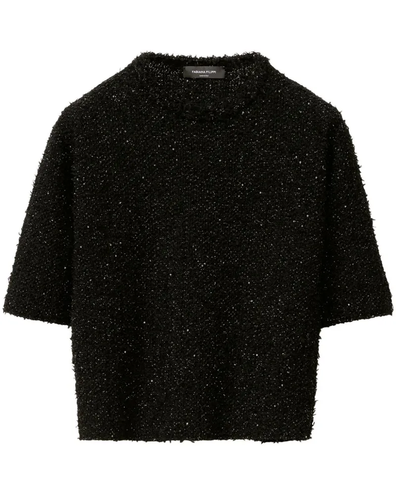 Fabiana Filippi Glitter-T-Shirt - Schwarz Schwarz