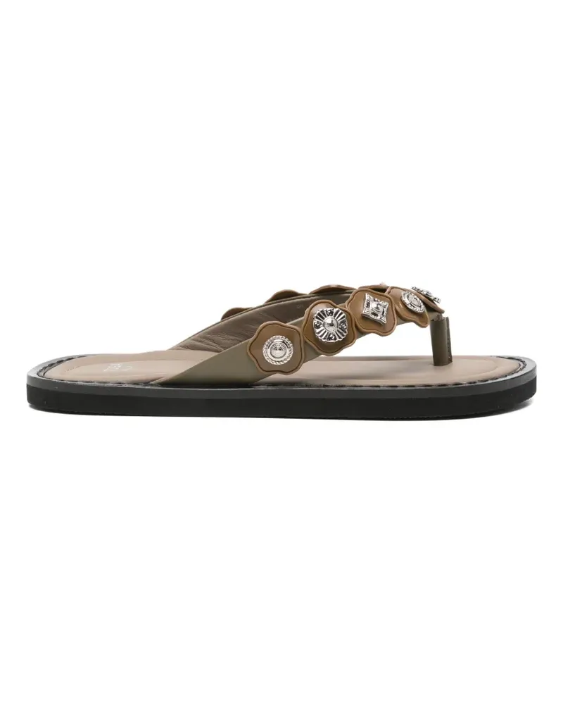Toga Verzierte Ledersandalen - Grün Grün