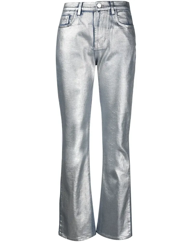 Alberta Ferretti Schlagjeans im Metallic-Look - Silber Silber