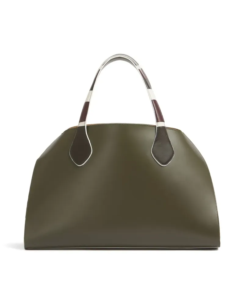Marni Mittelgroßer Overlap Tote Bag mit Kontrastbesatz - Grün Grün