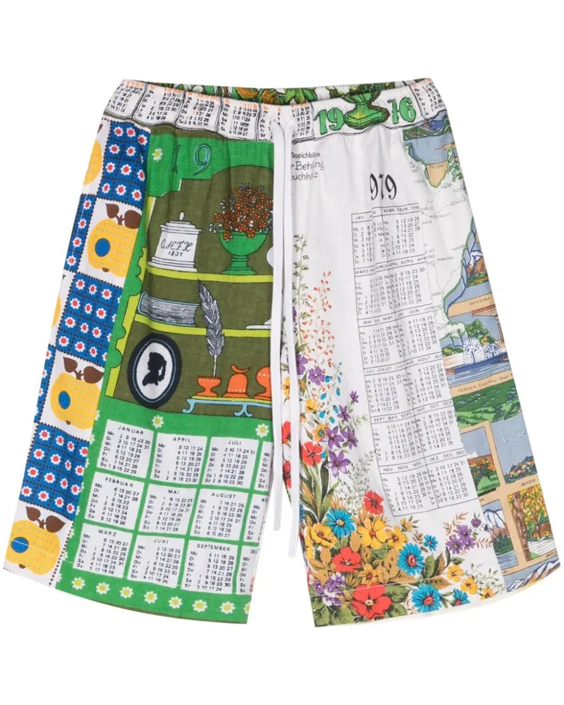 Marine Serre Regenerated Household Linen Calendar Bermudas Weiß