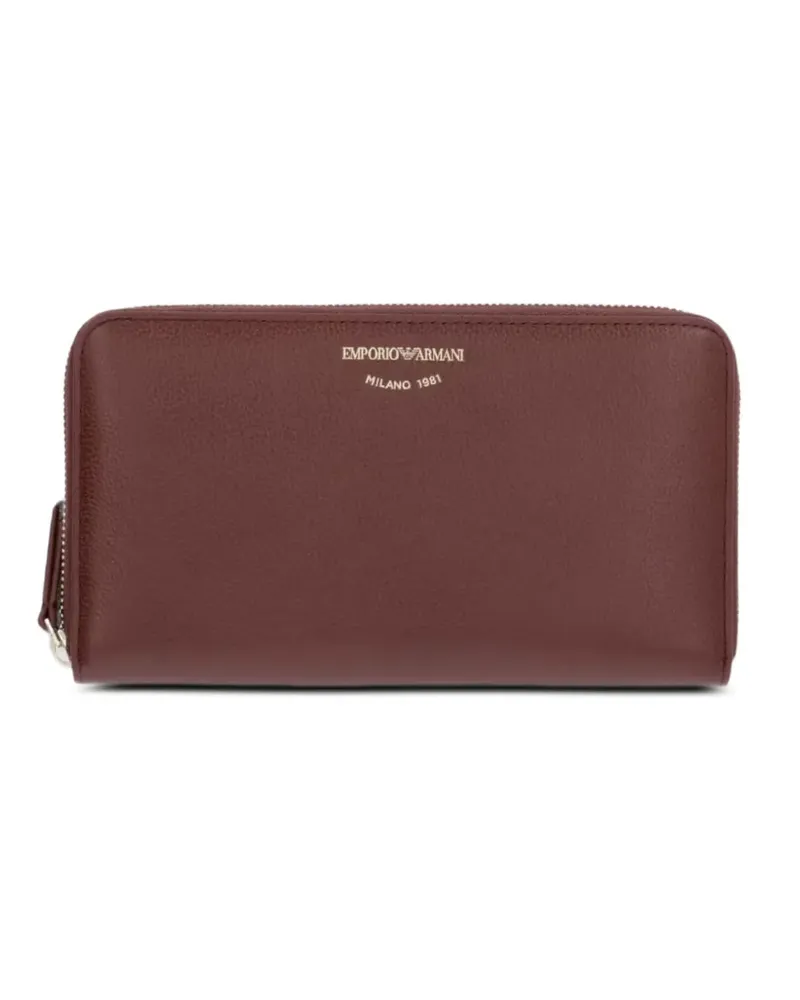 Emporio Armani wallet in pebbled leather with a zip around closure - Rot Rot