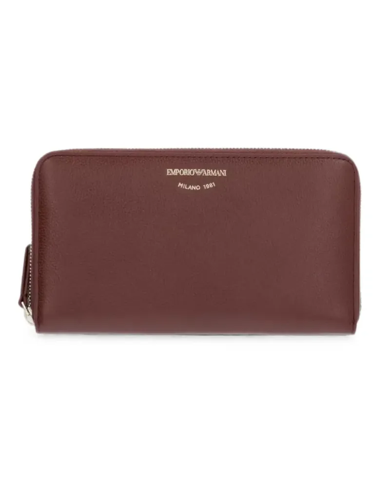 Emporio Armani wallet in pebbled leather with a zip around closure - Rot Rot