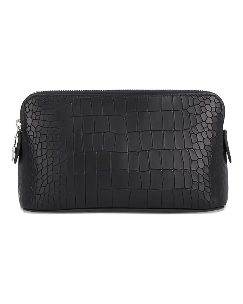 Longchamp Clutch mit Kroko-Prägung - Schwarz Schwarz