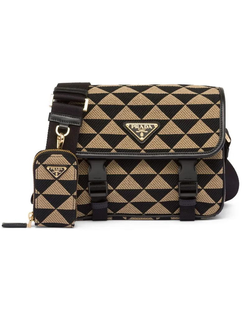 Prada Bestickte Symbole Kuriertasche - Schwarz Schwarz