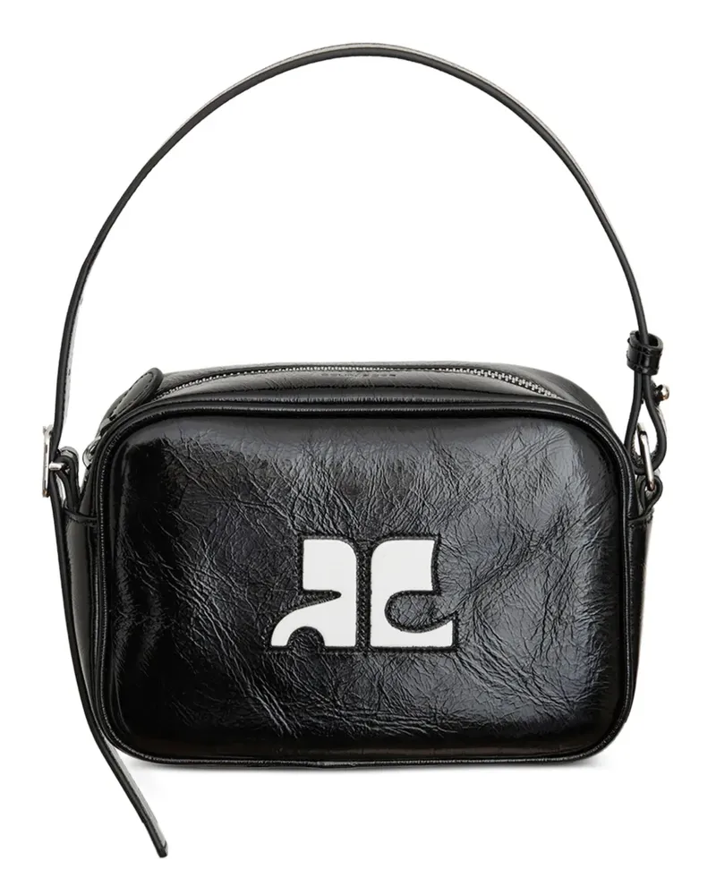 Courrèges logo-detail leather shoulder bag - Schwarz Schwarz