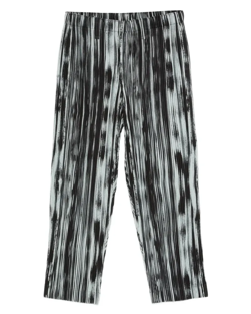 Issey Miyake Plissierte Brushstroke Stripe Hose - Schwarz Schwarz