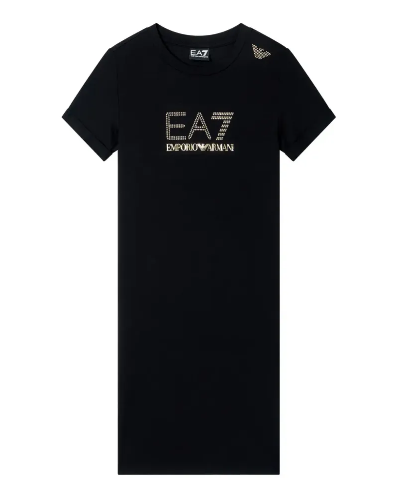 EA7 Kleid mit Strass und Logo-Print - Schwarz Schwarz