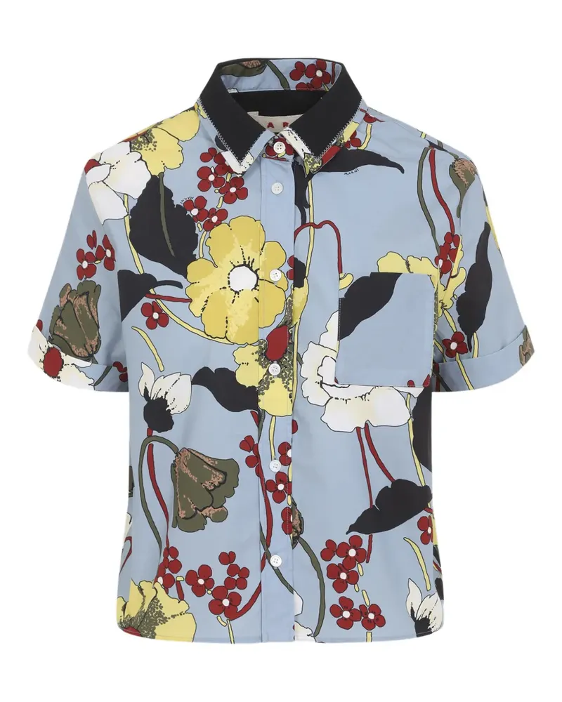 Marni floral pocket cotton shirt - Blau Blau