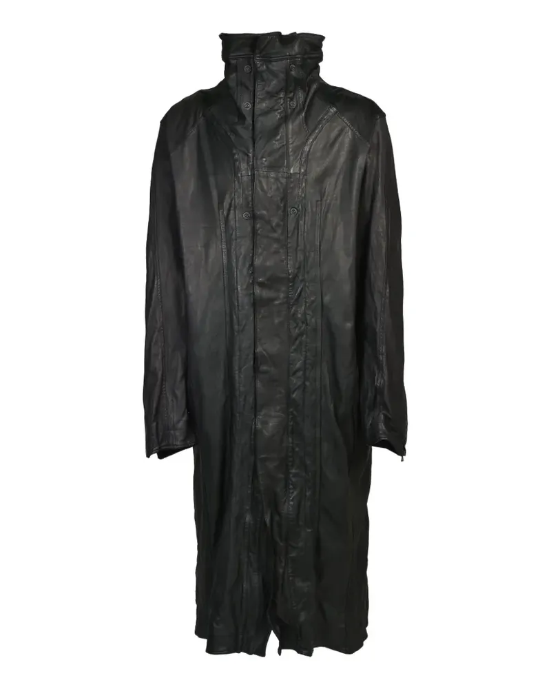 Julius washed leather coat - Schwarz Schwarz