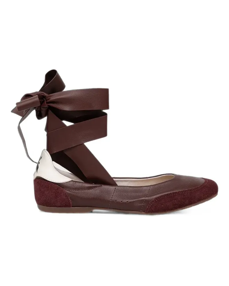 Patrizia Pepe leather tie-fastening ballet flats - Braun Braun