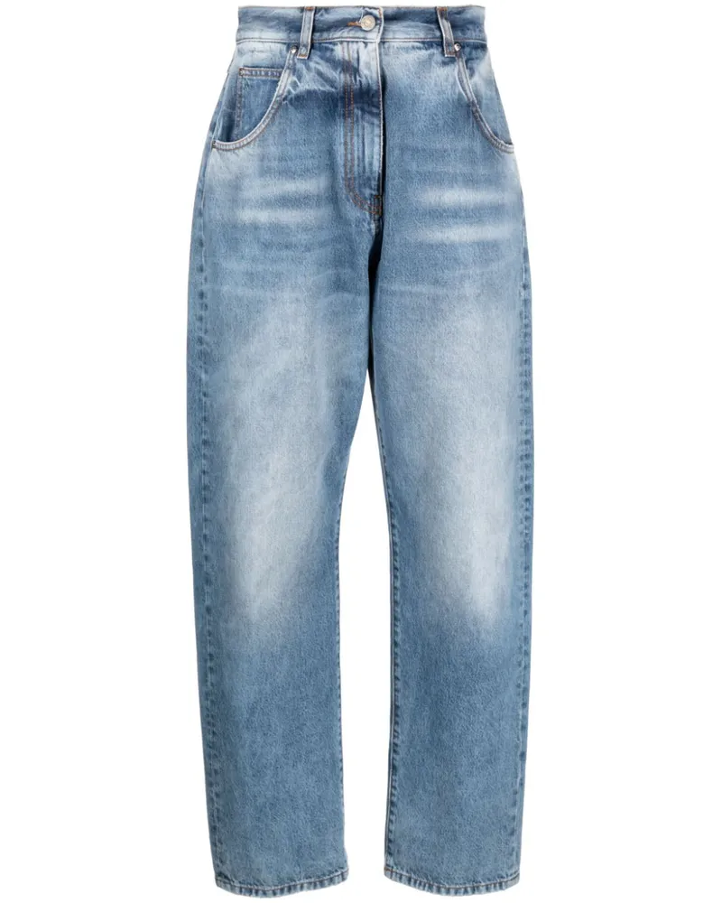 MSGM Gerade High-Waist-Jeans Blau