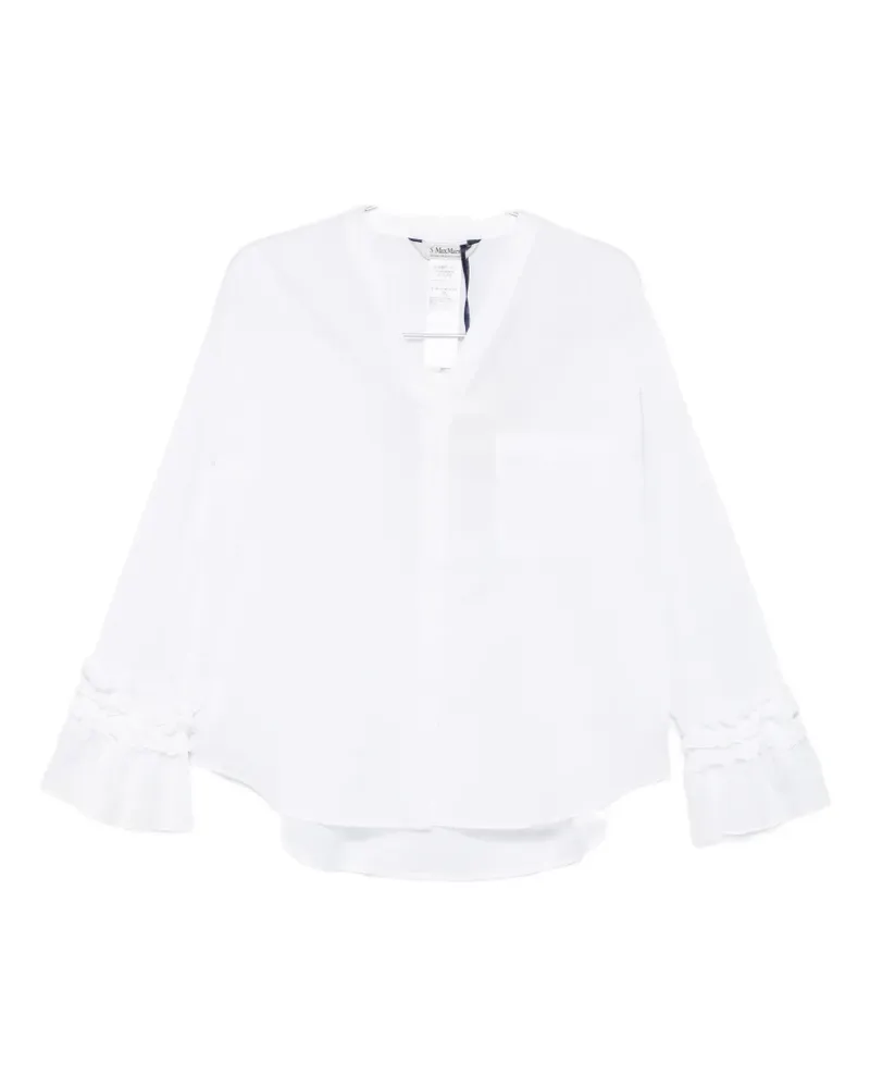 Max Mara ruffled-cuff V-neck shirt - Weiß Weiß