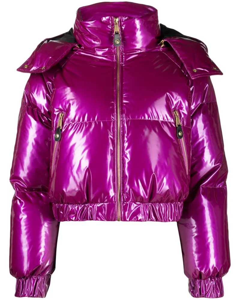 Versace Jeans Bikerjacke mit glänzendem Finish Violett