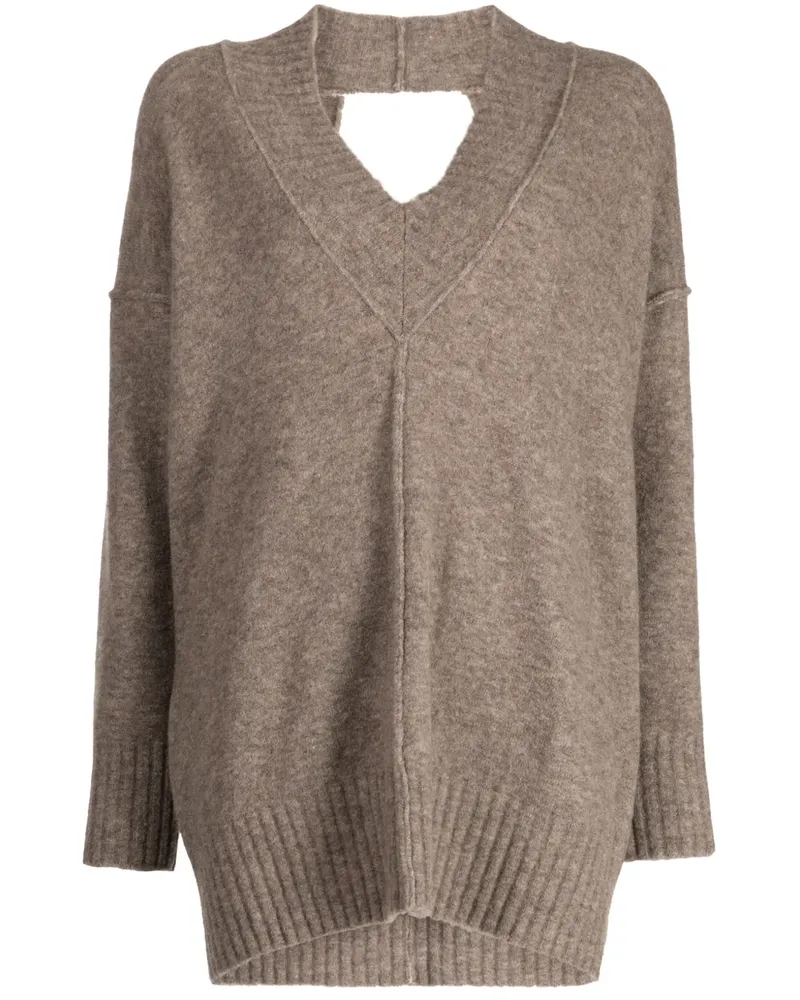 Isabel Benenato Pullover mit Lochstrickmuster - Braun Braun