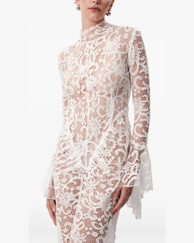 CONCEPTO Veil lace long-sleeved fitted maxi dress - Weiß Weiß