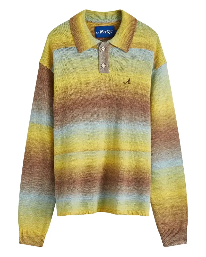 AWAKE NY Pullover mit Poloshirtkragen - Gelb Gelb